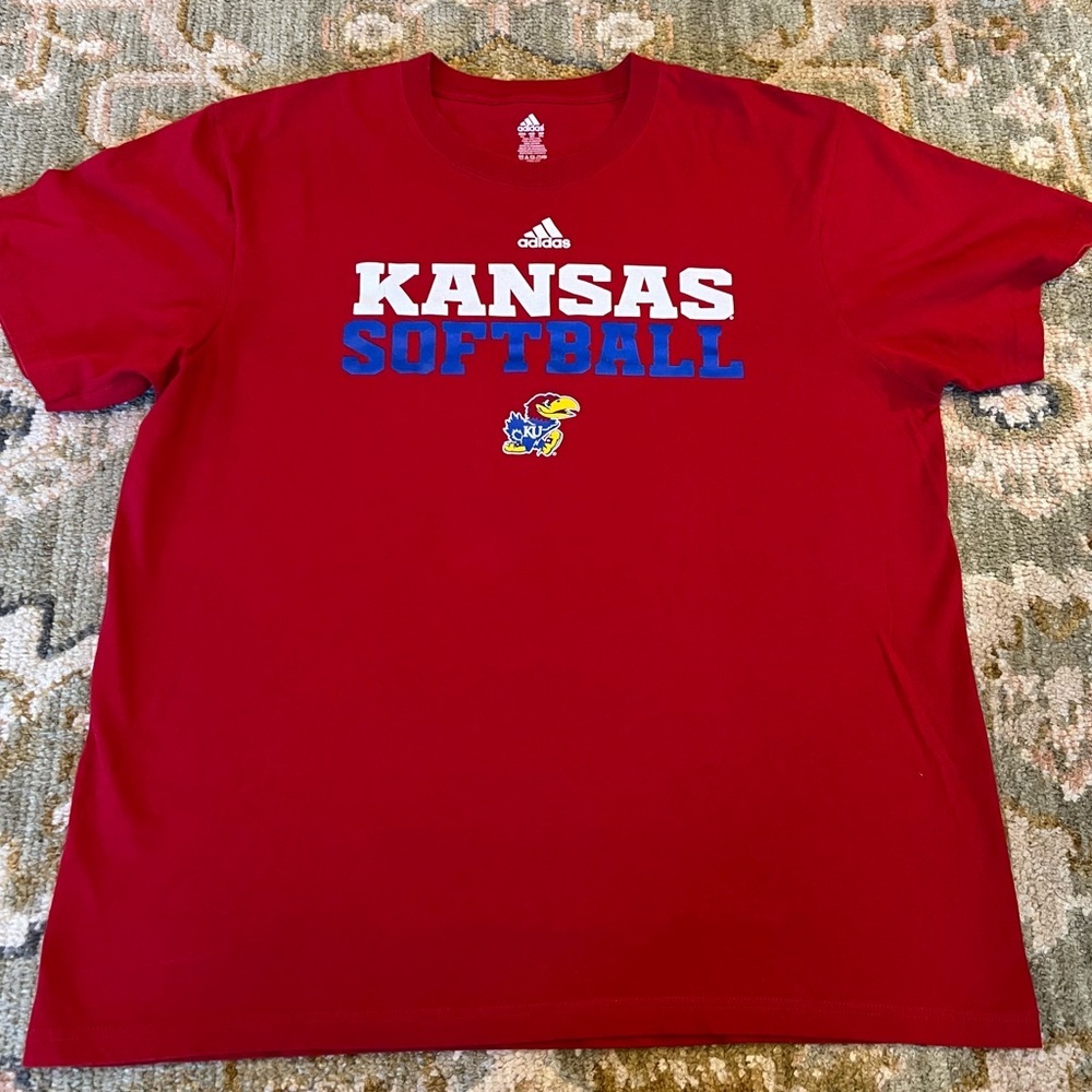 Kansas Jayhawks Adidas Softball Shirt Men’s‎ Size XXL Color Red